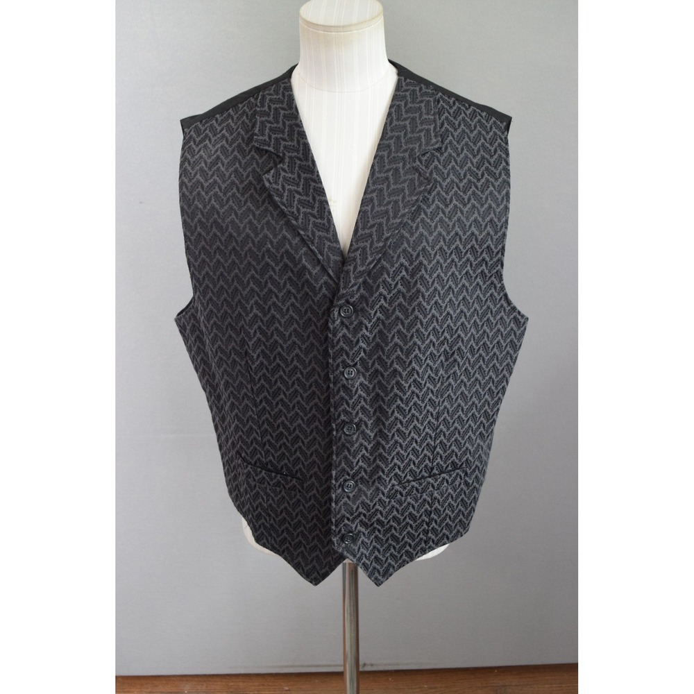 Wah Maker Frontier Vest Mens Large Geometric Western Cowboy Wasitcoat Made USA